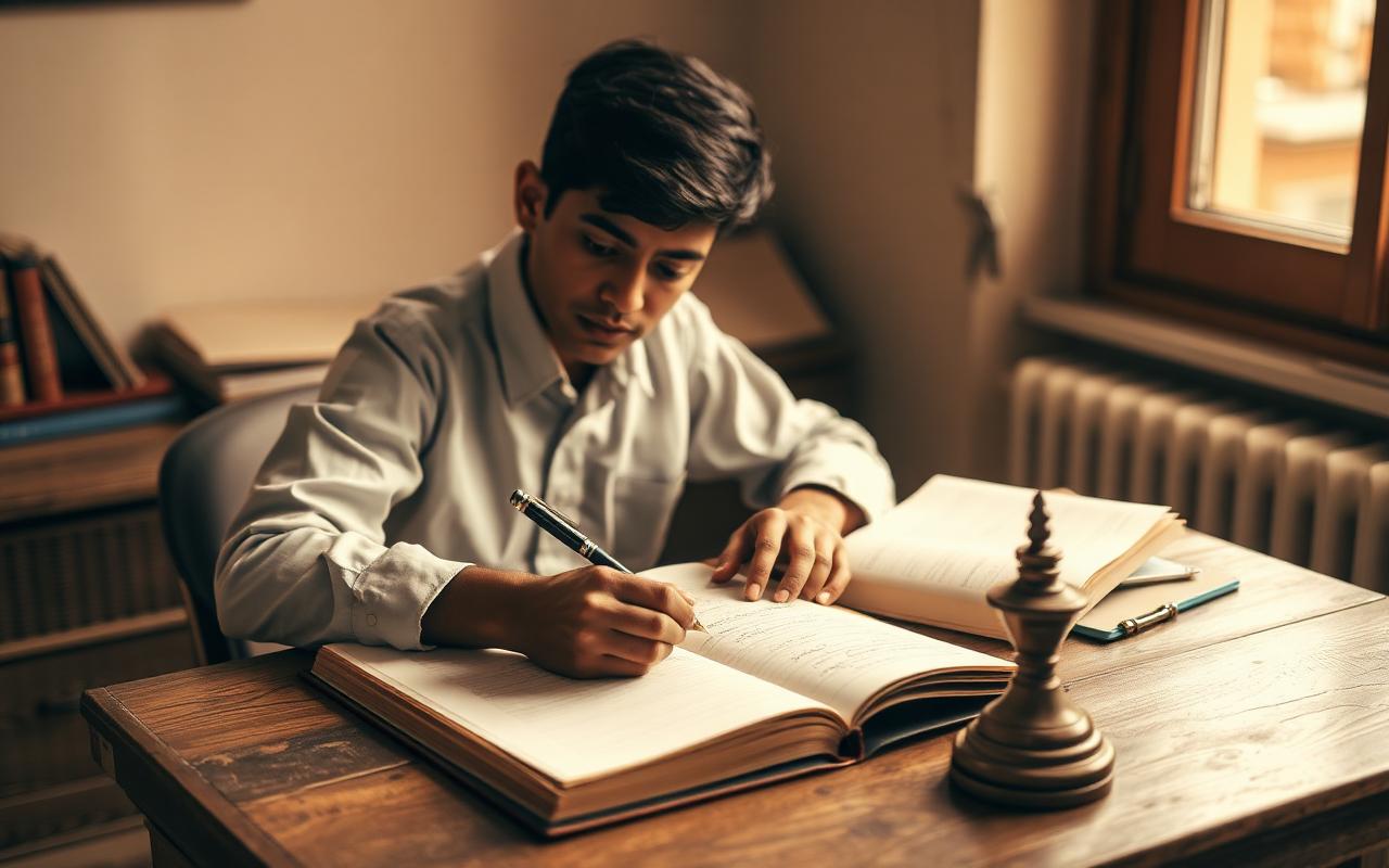 Student practising CA Foundation past papers at Satyam Institute, Varanasi